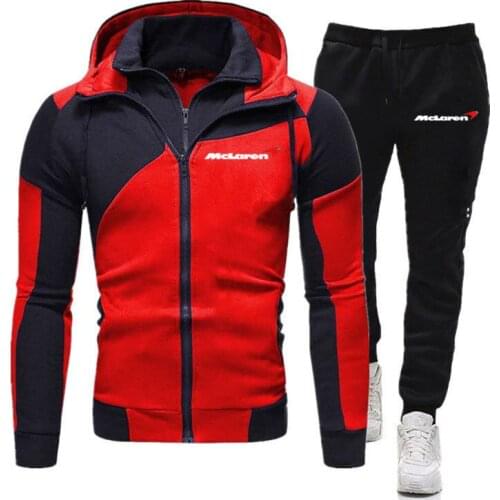 McLaren Logo 2021 Spring and Autumn Printing 2 Pieces Tracksuit Hooded Sweatshirt+pants Pullover Zipper Hoodie Sportwear Suit
