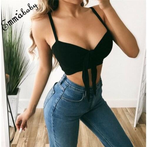 2020 Hot Sale Womens Sexy Solid Color Sleeveless Tank Tops with Bow Summer Casual V-neck Camis Crop Tops Tank Tops