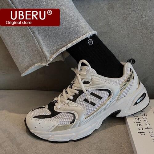 UBERU2021summer new mesh breathable reflective couple sports shoes retrothick-soled old shoes men and women casual runningshoes