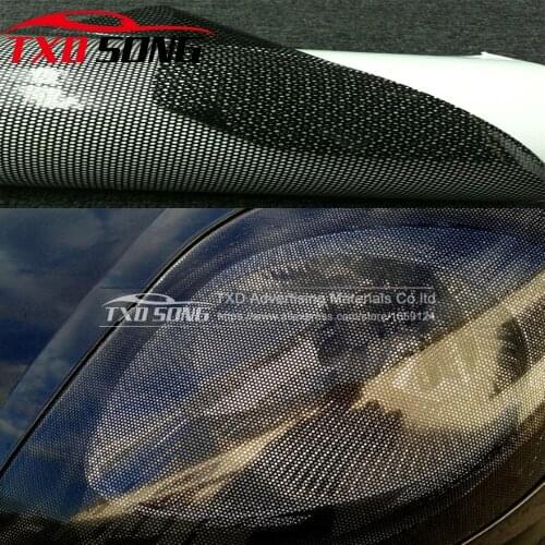 Good quality Fly Eye Perforated Tint Mesh Film Black One Way Vision Car Scooter Motorcycle Headlight Rear Light Decal Sticker