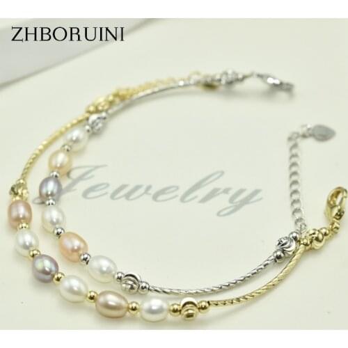 ZHBORUINI Charm Bracelet New Simple Female Personality Natural Freshwater Pearl Multicolour Bracelet Bead Jewelry Pearl Jewelry