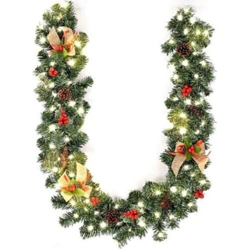 1.8/2.7M Artificial Christmas Fireplace Garland Wreath Pine Tree Ornament Gold/Pink/Blue/Red New Year Fireplace Navidad Decor