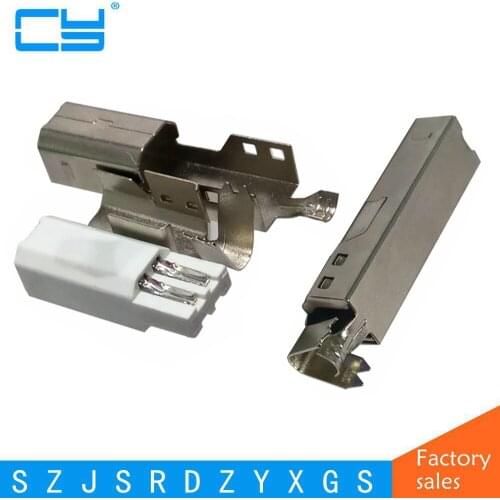 10 sets per lot DIY USB 2.0 B type male plug solder cable type Assembly Adapter Connector Socket