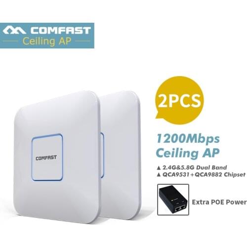 2pcs AC wifi router 2.4G+5.8G dual-band Wifi Repeater 1200Mbps Access Point Wi Fi CF-E355AC ceiling wireless AP support openWRT