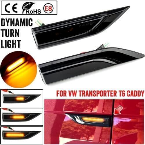 2PCS Dynamic Blinker Indicator Side Marker Turn Signal Light for VW Transporter T5 T6 Multivan Caddy MK4 LED Sequential Lamp