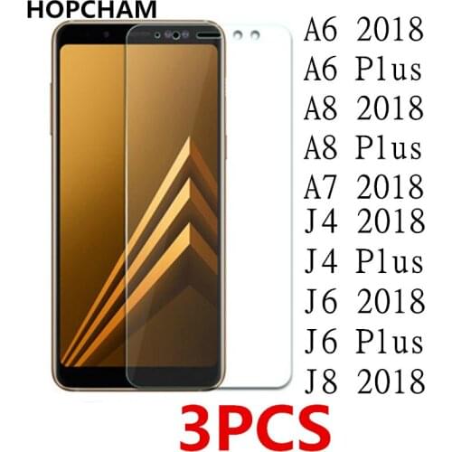 3Pcs Screen Protector 9H 2.5D Tempered Glass For Samsung Galaxy A7 A9 2018 J6 A6 A8 J4 Plus Protective Glass for Samsung A5 2017
