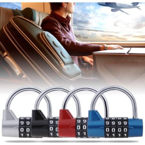4 Digit Password Safety Lock Wide Shackle Combination Padlock for Gym Locker Drawer Luggage Cabinet Toolbox Door Lock
