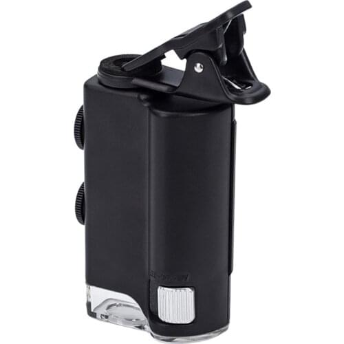 60X/100X Mobile Phone Microscope With Cell Phone Clip Pocket Magnifying Glass LED UV Light Jade Identification