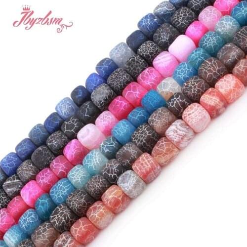 8mm Natural Square Frost Crack Weathered Agates Loose Beads Natural Stone Beads For DIY Bracelet Necklace Jewelry Making Str 15"