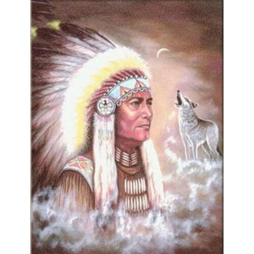 5d diy diamond painting indian Wolf pattern full square round diamond embroidery Sale rhinestones mosaic home decoration CV76