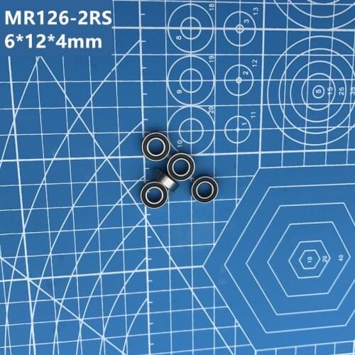 Free Shipping High quality 10pcs MR126RS black double rubber sealing cover miniature deep groove ball bearing MR126-2RS 6*12*4mm