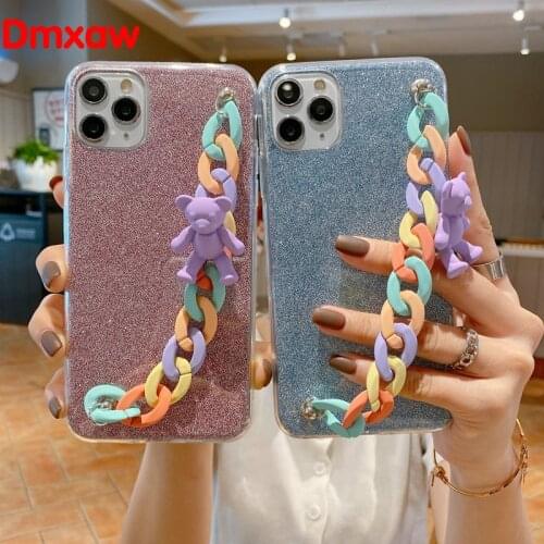 Bling Phone Case For Samsung Galaxy A50 A50S A30S A40 A30 A20 A10 S10e S10 5G S9 S8 Plus Cute Bear Bracelet Glitter Soft Case