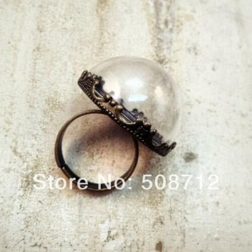 Large Clear Half Globe Glass Bottle Ring DIY Antique Bronze Ring Base Terrarium Bottle Ring Apothecary Bottle Jewelry Supplies