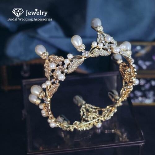 CC Crown Tiara Hairbands Headband Luxury Wedding Hair Accessories for Women Bride Queen Crowns High Quality Round Shape HG1274