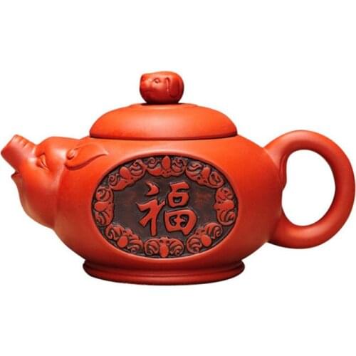 Handmade Purple Clay Teapot Blessing Pig Kungfu Tea Pot Kettle 300ml Chinese Tea Ceremony Friend Birthday Gift Supply
