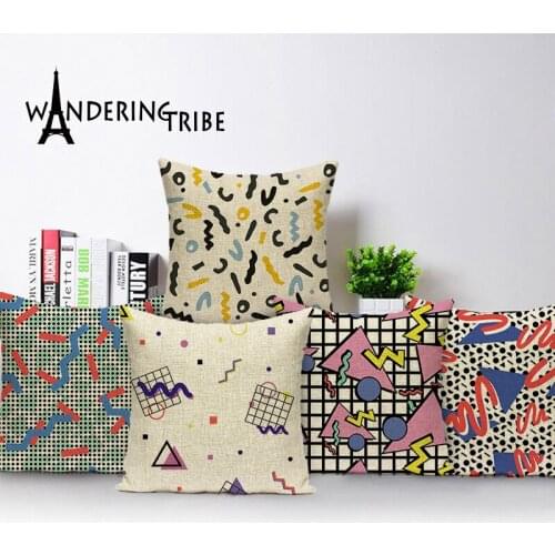 Scandinavian Style Cushion Cover Retro Pillow Case For Pillow Abstract Kissen Decoration Sofa Chair Colorful Home Decor Cushion