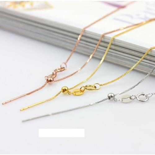 Pure 18K Au750 Rose Gold Chain Wheat Necklace with Spring Clasps fit Women Girl 17.7inch Fashion Link Hot Adjustable 1-1.5g
