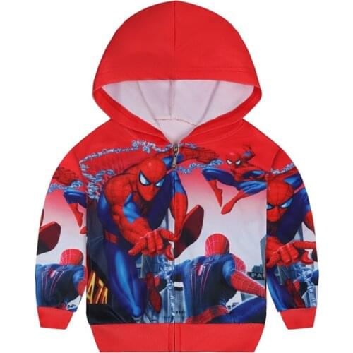 Disney SpiderMan 3D Print Boys Hoodies Coats Spring Autumn Outerwear Hooded Sweatshirt Clothe Children Long Sleeve Pullover Tops