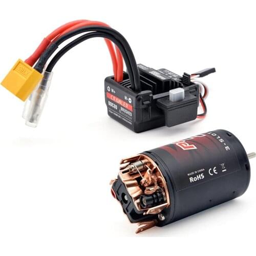 Surpass Hobby 550 3-Solt 12T 14T 20T 25T 30T 35T Brushed Motor w/80A ESC for 1/10 1/12 RC Car with Double ball bearing