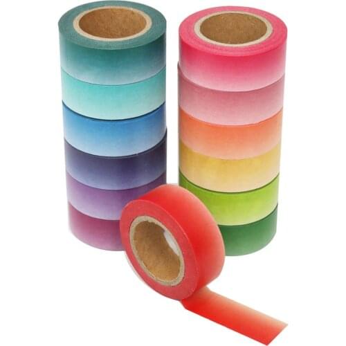 13 Pcs/Set Basic Gradient Color Washi Tape Rainbow Masking Tape 9.1M Decorative Tape Sticker Diary Stationery Washi Tape