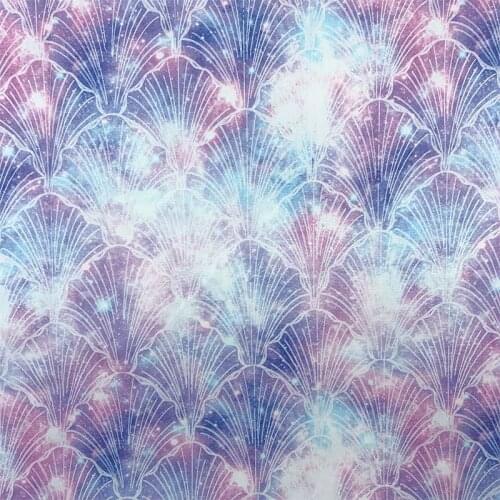 Beautiful 100% Cotton Fabric Dreamy Colour Star Shell Pattern Digital Print Sewing Material DIY Home Patchwork Dress Clothing