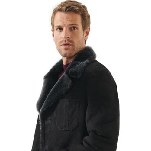 Mens Japanese and Korean coats 2020 new thick leather coat double collar fur coat