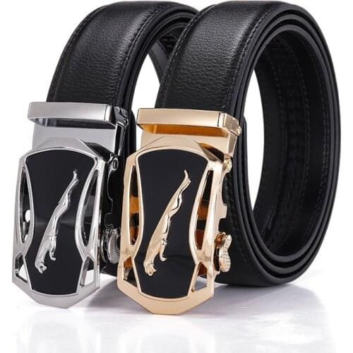Peikong Luxury brand Designer High Quality Mens Automatic Buckle Belts Fashion male waist black Belt for Men genuine leather