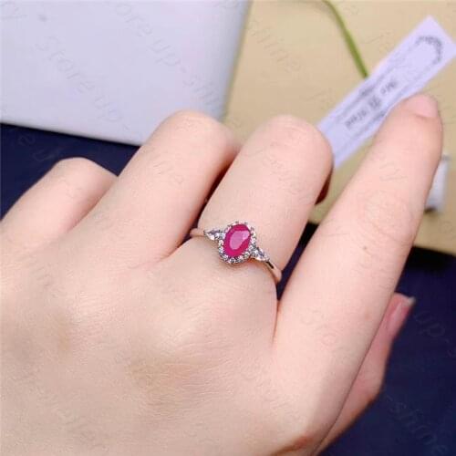 New natural ruby ring womens 925 silver simple and atmospheric style jewelry for young peoples daily needs