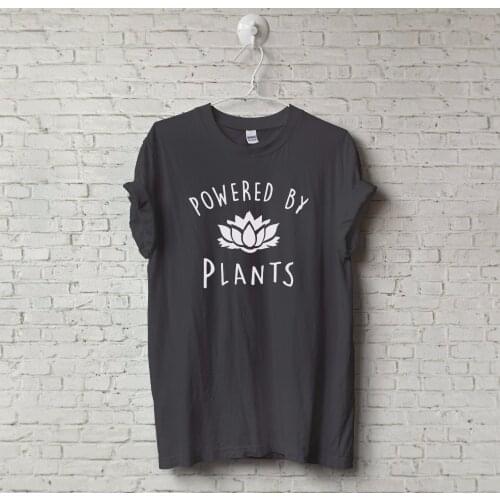 New Unisex Vegetarian Vegan POWERED BY PLANTS Tumblr T-Shirt Hipster Joke Tee Swag Unisex T-Shirt More Size and Colors-A958