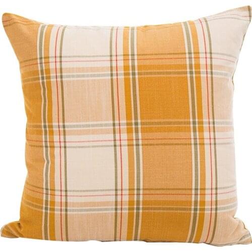 Orange plaid striped living room sofa cushion covers 45*45cm without inner square polyester cotton cushion pillow covers X120