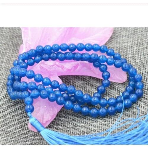 HOT natural 6mm Tibetan Buddhism 108 apatite gem jade Prayer Bead Mala Necklace