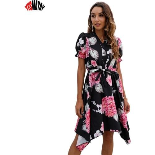 Summer Women Midi Dress 2021 Vestidos Female Fashion Buttons V Neck Lace Up Woman Dresses Elegant Office Ladies Casual Clothes