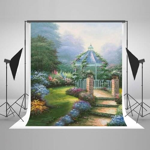 VinylBDS 200X300CM Wedding Photography Professional Backdrops Photo Studio Props Garden Pavilion Stone Wildflowers Backdrop