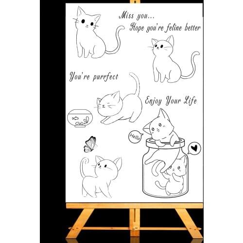 AZSG Lively cat Rubber Clear Stamps/Seal For DIY Scrapbooking/Card Making/Album Decorative Rubber Stamp Crafts
