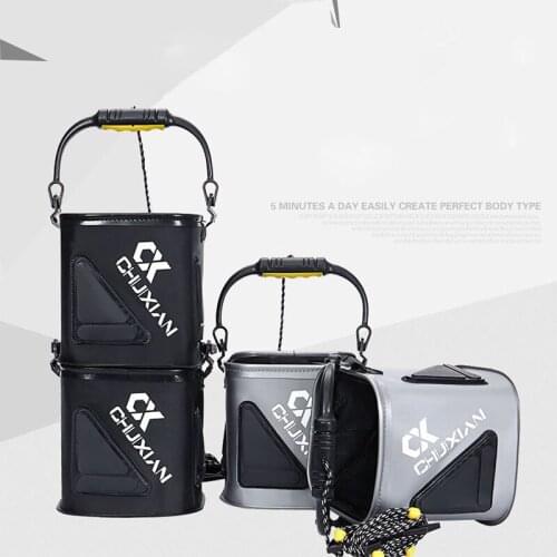 Fishing Bucket,Foldable Fish Bucket, Multi-Functional EVA Fishing Bag for Outdoor, Live Fish Lures Bucket