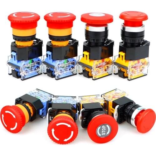 1pcs La38-11zs/ power self-locking emergency stop switch mushroom head button 22mm rotary reset button switch
