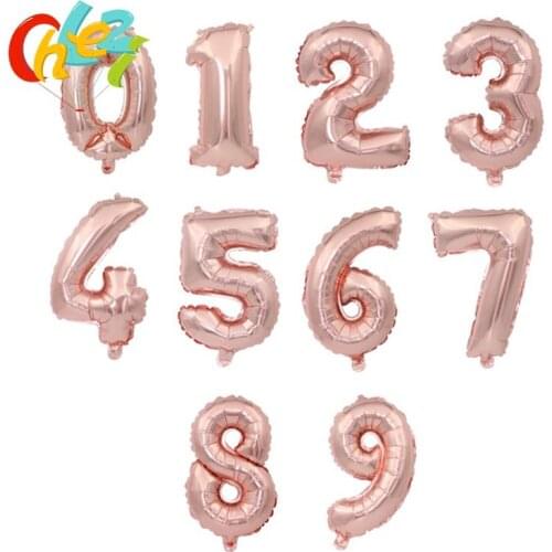 50pcs/lot DIY digital balloon 16inch Gold Silver Number balloons Fashionable rose gold Wedding Birthday Party decoration shower