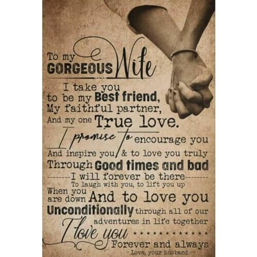 Wife Bedroom - Husband And Wife Love Quote Art Film Print Silk Poster for Your Home Wall Decor 24x36inch