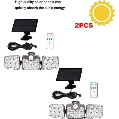 2pcs 138 led seperable remote Smart Solar Powered Lamp Motion Sensor solar Wall Light Garden Flood Solar Security Lamps Waterpro