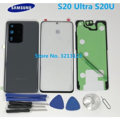 Back Glass Replacement For Samsung Galaxy S20 Ultra S20U Battery Cover Rear Door Housing Case + front Touch glass waterproof