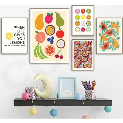 Colorful Fruit Picture Lemon Wall Art Simple Quote Canvas Painting Modern Nordic Prints for Living Room Home Decor