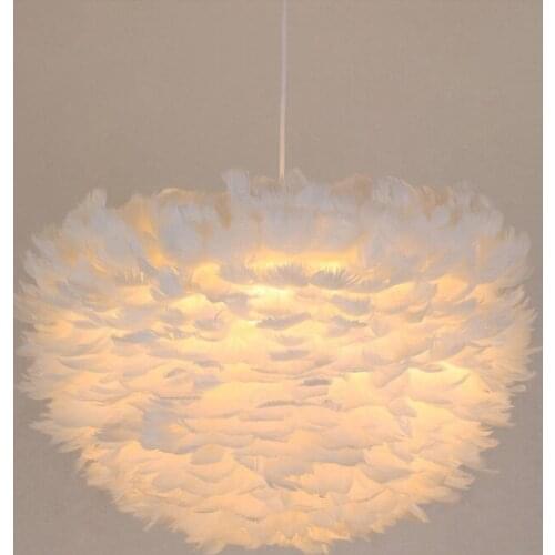 Led Modern Pendant Lights White Feather Cord Suspension Lamp for Dinning Room luminaria Lighting
