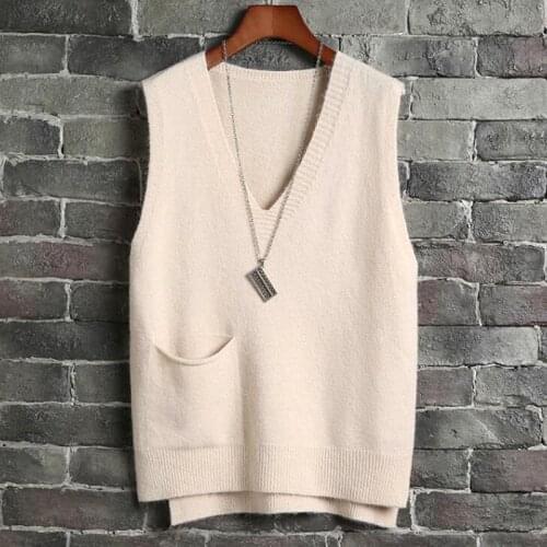Loose Knitted Pullover Sleeveless Sweater Vest Women Autumn Winter 2021 Solid Sweaters Women Korean V Neck Knit Womens 16056