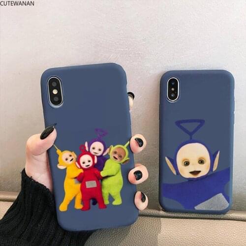 T-Teletubbies Phone Case for iPhone 12 mini 11 Pro XS MAX X XR 7 8 6 Plus Candy Color blue Soft Silicone Cover