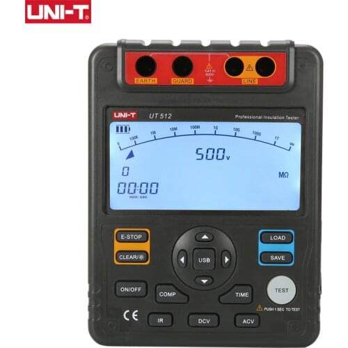 UNI-T Insulation Resistance Tester Digital Megohmmeter UT512 500V--2500V Megger Earth Ground Ohm Meter AC DC Voltmeter