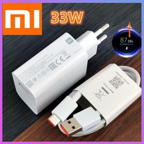 Xiaomi Redmi Note 10 Charger 33W Originla Turbo Charge Mi 10 9T POCO X3 Fast Charge Redmi Note 9 Pro K30 Usb Wall Power Adapter