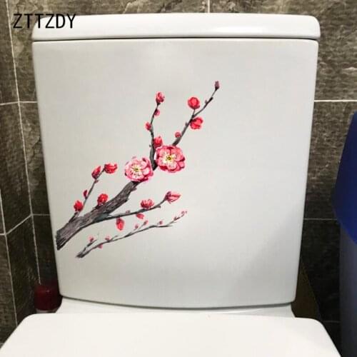 ZTTZDY 23.3*13.5CM Hand-Painted Plum Toilet Sticker WC Decor Classical Home Wall Decal T2-0508