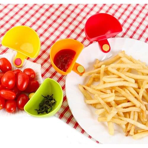 1Pc Seasoning Dishes Tomato Sauce Salt Vinegar Sugar Flavor Clip On Dip Cup Bowl Specialty Plate Party Kitchen Supply