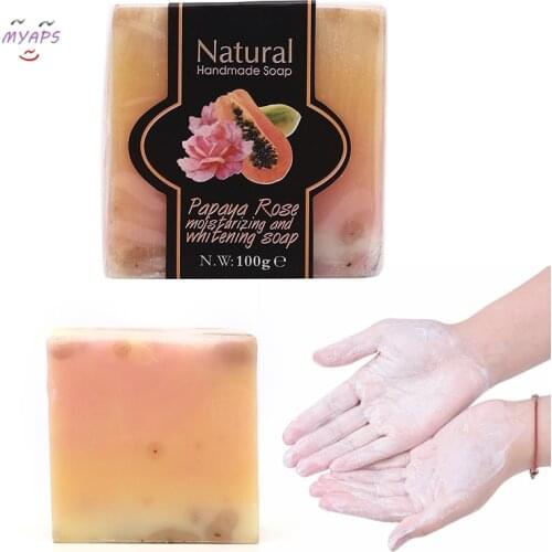 1pc Handmade Papaya Whitening Soap Lightening Skin Moisturizing Cleansing Bath Soap 111g