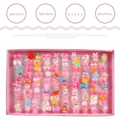 10pcs Childrens Cartoon Princess Rings Candy Animal Bow Shape Ring